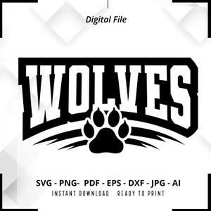 Wolves SVG PNG, Wolves Paw svg, Wolves Mascot svg, Wolves Cheer svg, Retro Wolves svg, Wolves Sport svg, Wolves Shirt svg,Wolves School Team