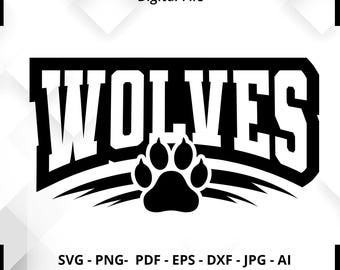 Wolves Mascot SVG, Paw Print, Sport Cheer (Digital File)