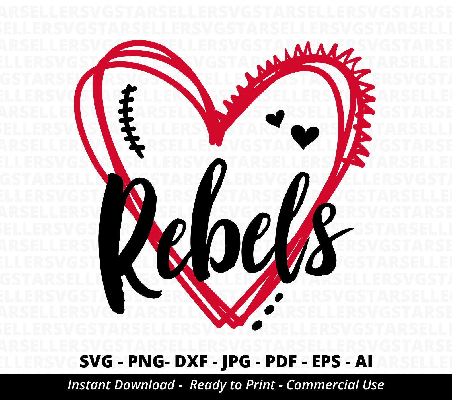 Rebels Heart SVG Rebels Svg Rebels Football Svgheart - Etsy