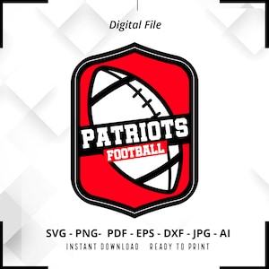 Patriots SVG PNG, Patriots Football svg, Patriots Mascot svg, Patriots Shirt svg, Patriots Cheer svg, School Spirit svg, Patriots Pride svg