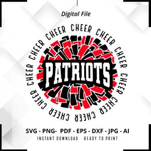 Patriots Cheer SVG PNG, Patriots svg, Patriots Pom Pom svg, Patriots Cheerleader svg, Patriots Mascot svg, Patriots Pride svg, Cut File