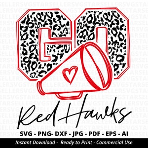 Go Red Hawks Leopard SVG,Red Hawks Cheer svg,Red Hawks Mascot,Cheer Little Mom,Team Mascot,School Team svg,School Spirit,Cricut,Silhouette
