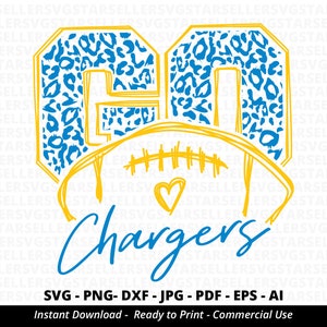 Go Chargers Football SVG, Leopard Mascot (Digital Files)
