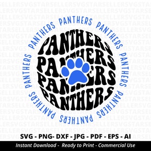 Panthers Paw SVG PNG, Stacked Panthers Mascot SVG, Cheer Mom Football Shirt Design, Cricut Cut File, Panthers Spirit Sublimation