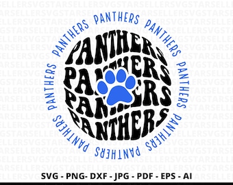 Panthers Paw SVG PNG, Stacked Panthers Mascot SVG, Cheer Mom Football Shirt Design, Cricut Cut File, Panthers Spirit Sublimation