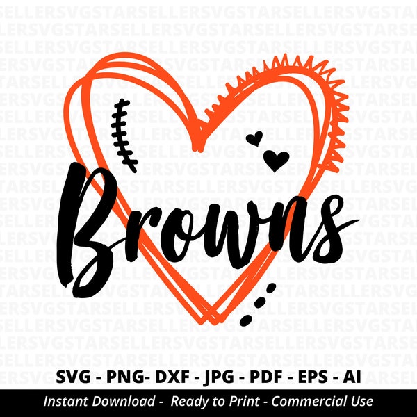 Browns Heart SVG,Browns svg,Browns Football svg,Heart Designs Mascot svg,Browns Mascot svg,Browns Cheer svg,Browns Shirt svg,Cricut