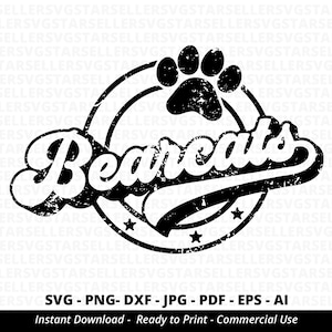 Bearcats SVG PNG, Bearcats  Paw svg, Bearcats Mascot svg, Bearcats Cheer svg, Retro Bearcats svg, Bearcats Sport svg, Bearcats Shirt svg