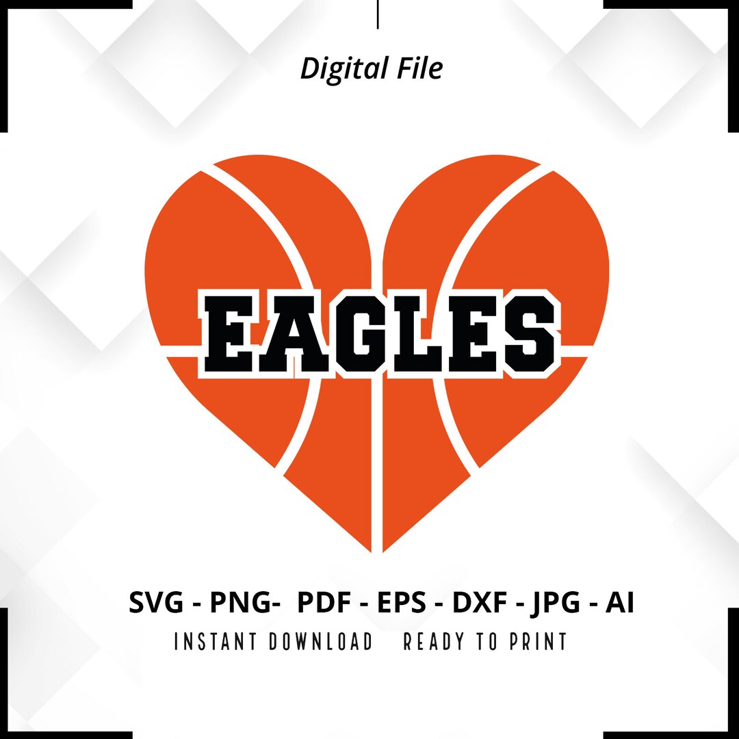 Eagles Basketball Heart SVG PNG Eagles Basketball Svg Etsy