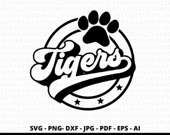 Tigers SVG PNG, Tigers Paw svg, Tigers Mascot svg, Tigers Cheer svg, Retro Tigers svg, Tigers vibes svg, Tigers Sport svg, Tigers Shirt svg