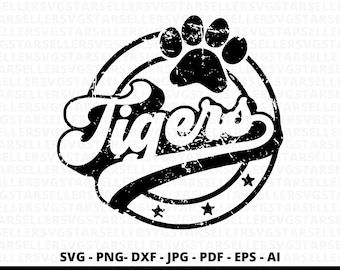 Tigers SVG PNG, Pom Pom Cheerleader Design for Tigers Cheer & Mom Shirts, Cricut Cut File, Silhouette Ready Mascot Pride SVG