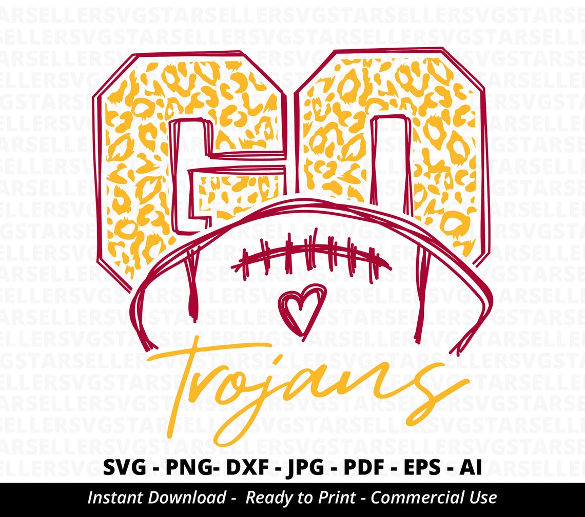 Go Trojans Football Svgtrojans Svgschool Team Svgtrojans - Etsy