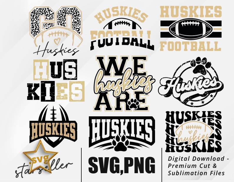 Huskies Football SVG PNG Bundle – Mascot Clipart (digital Download) - Etsy