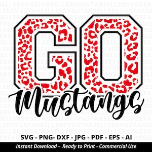 Léopard Go Mustangs SVG, svg Mustangs Cheer, svg mascotte Mustangs, Cheer petite maman, Mustangs chemise svg, svg équipe scolaire, svg esprit d&#39;école, Cricut