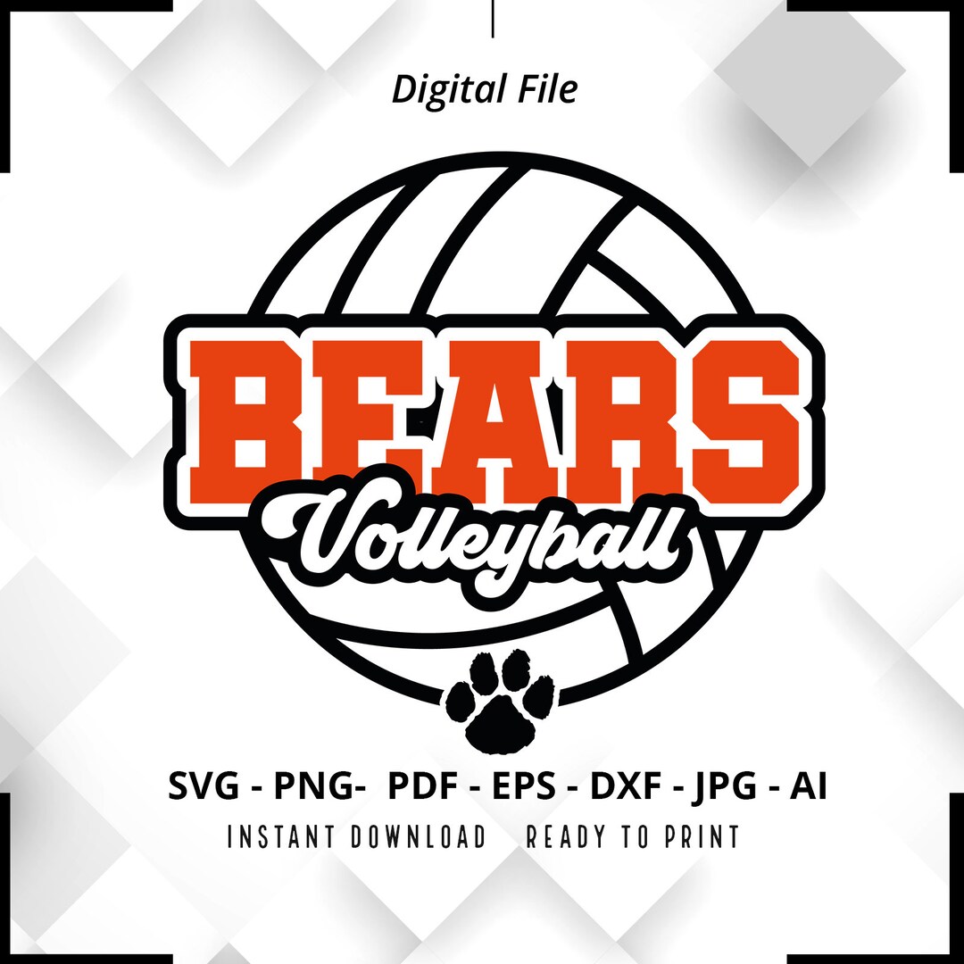 Bears Volleyball SVG PNG, Bears Svg, Bears Cheer Svg, Volleyball Svg