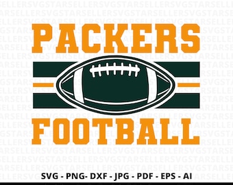 May include: Green and gold graphic design with the text "PACKERS FOOTBALL" and a football in the center. The design is perfect for a sports fan.