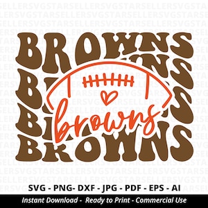 Fútbol americano de los Browns SVG PNG, diseño de mascota apilada de los Browns, camiseta de mamá de fútbol americano, archivo de corte de Cricut y silueta de los Browns