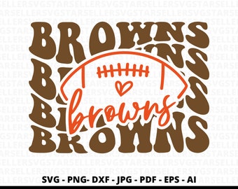 Browns Football Mascot SVG PNG, Stacked Design (Digital Download)