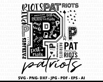 Patriots Mascot SVG, Football Typography (Digital Files)