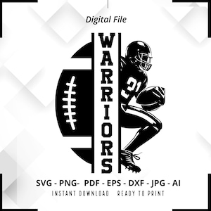 Warriors Football SVG PNG ,Warriors svg, Warriors Shirt svg, Warriors Mascot svg, Warriors Pride svg, Warriors Cheer svg, Cricut, Silhouette