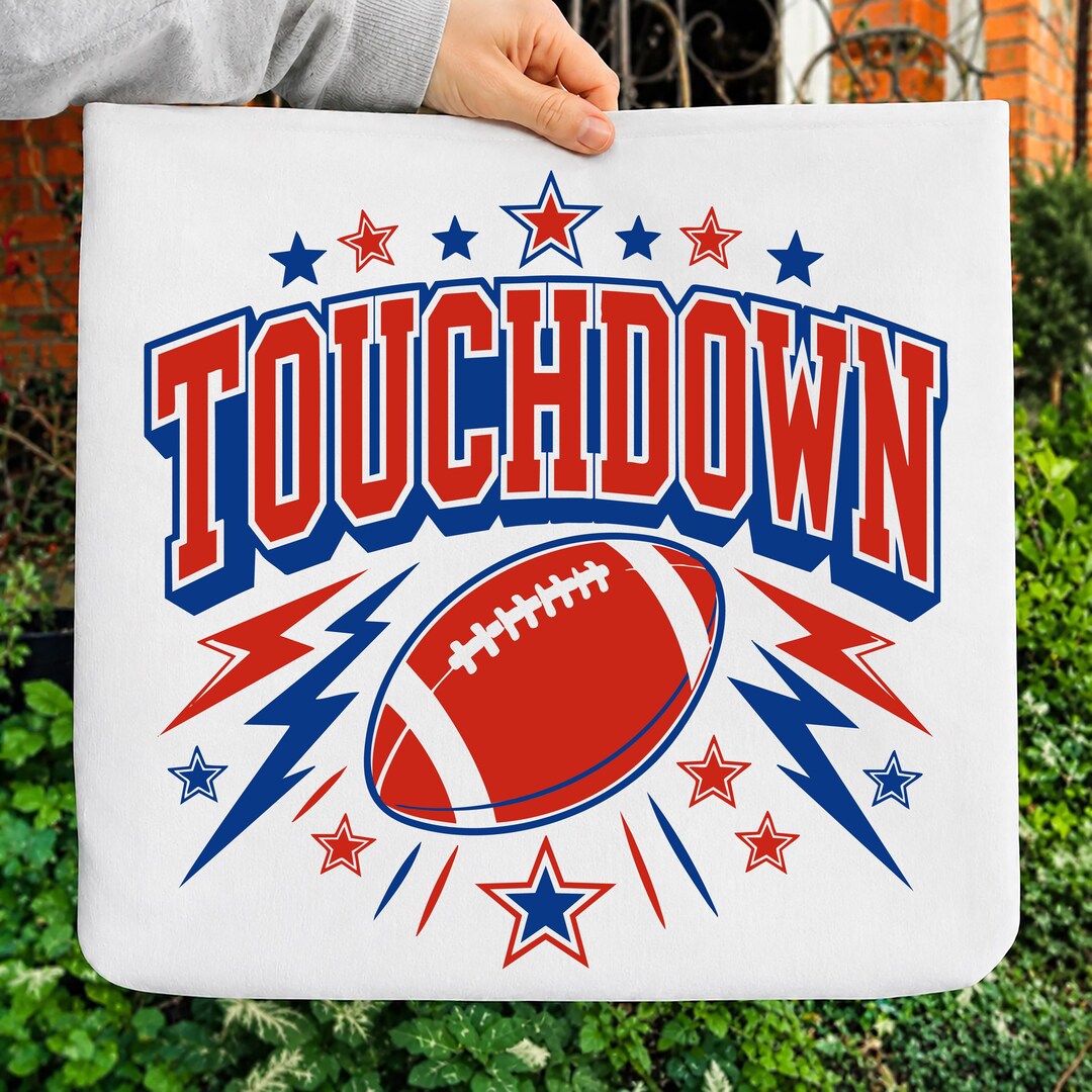 Touchdown SVG PNG, Retro Football Lightning Digital Cut File - Etsy