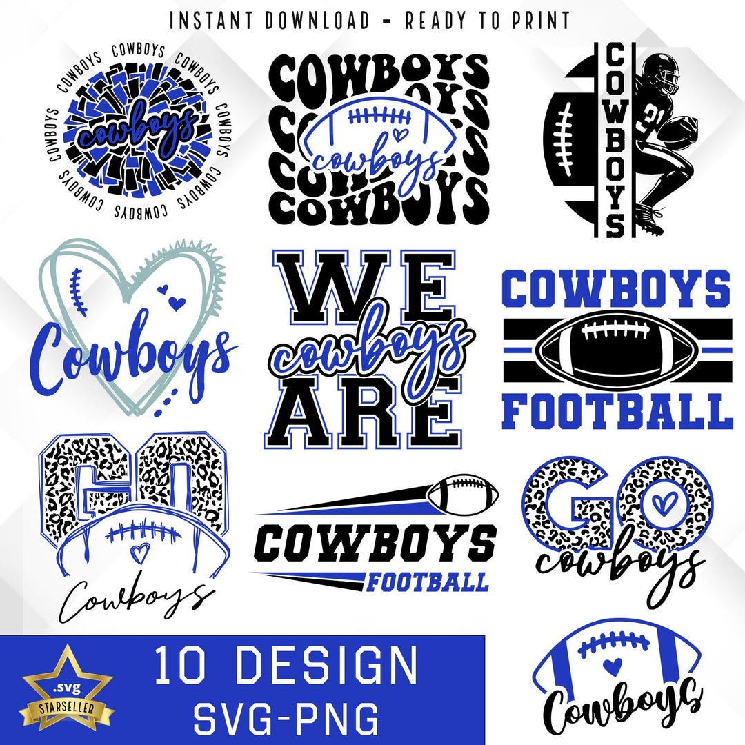 Cowboys Football SVG PNG Bundle, Sports Team Cut Files (digital ...