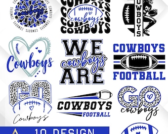 Cowboys Football SVG PNG-paket, sportlagsklippfiler (digital nedladdning)