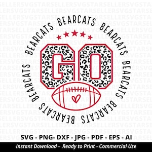 Go Bearcats Football SVG PNG, Bearcats svg,Leopard Go Bearcats svg,Bearcats Mascot svg,Bearcats Shirt svg,Bearcats Football svg,Bearcats PNG