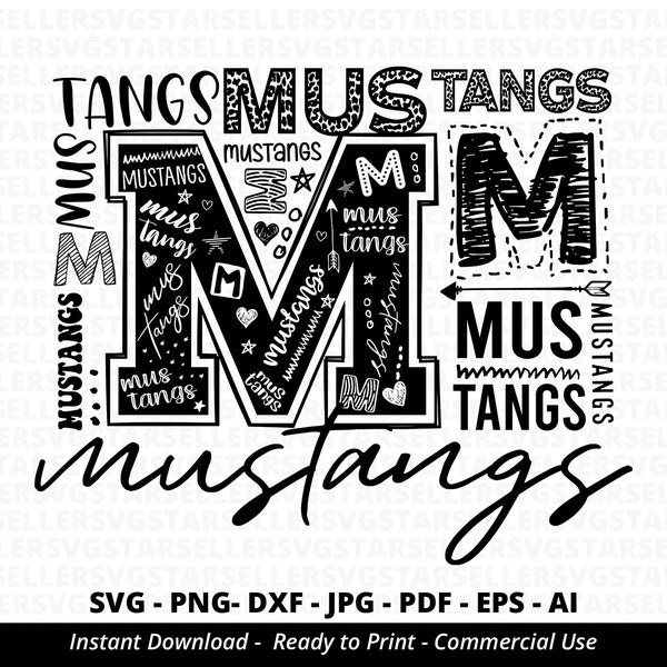 Mustangs SVG,Mustangs Mascot svg,Mustangs Football svg,Mustangs Typography svg,Mustangs Shirt svg,Mustangs Cheer,School Spirit svg,Cricut
