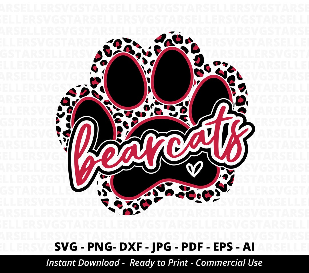 Bearcats Paw SVG PNG, Bearcats Svg,leopard Bearcats Paw Svg,bearcats ...