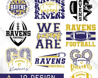 Paquete SVG PNG de fútbol americano de los Ravens, equipo deportivo (archivo de corte digital)