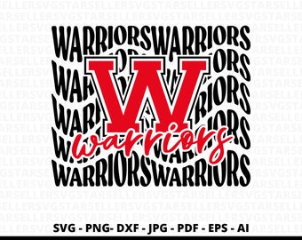 Warriors SVG, Stacked Design, School Spirit (Digital Files)