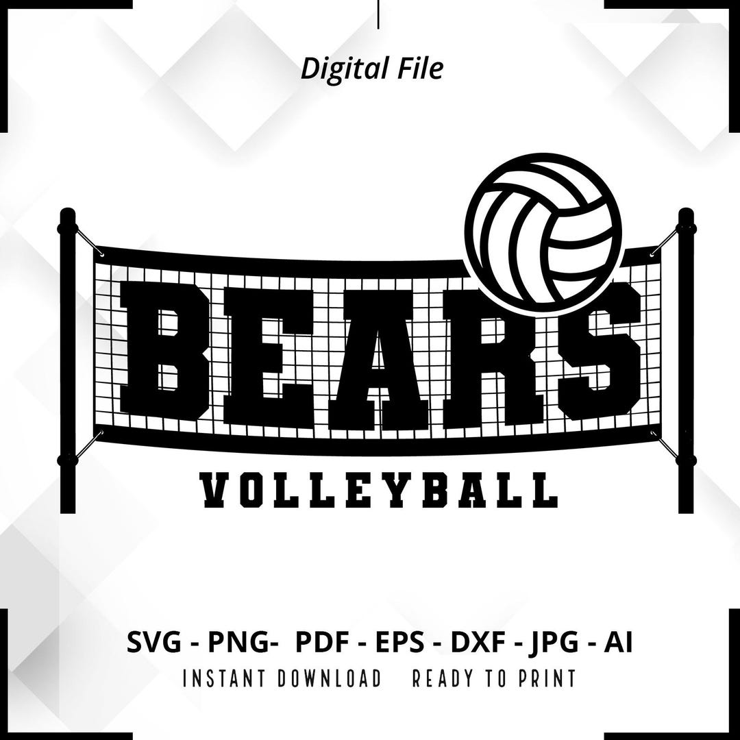 Bears Volleyball SVG PNG, Bears Svg, Bears Cheer Svg, Volleyball Svg