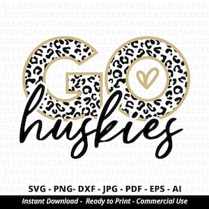 Go Huskies SVG PNG, Huskies svg, Leopard Go Huskies svg, Huskies Shirt svg, Huskies Maskottchen svg, Huskies Herz svg, Huskies Mom svg, Sport Mama svg