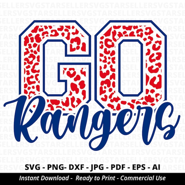 Leopard Go Rangers SVG, School Spirit Cut File (Digital Download)