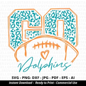 Leopard Dolphins Football SVG, Mascot Cut File (Digital Download)
