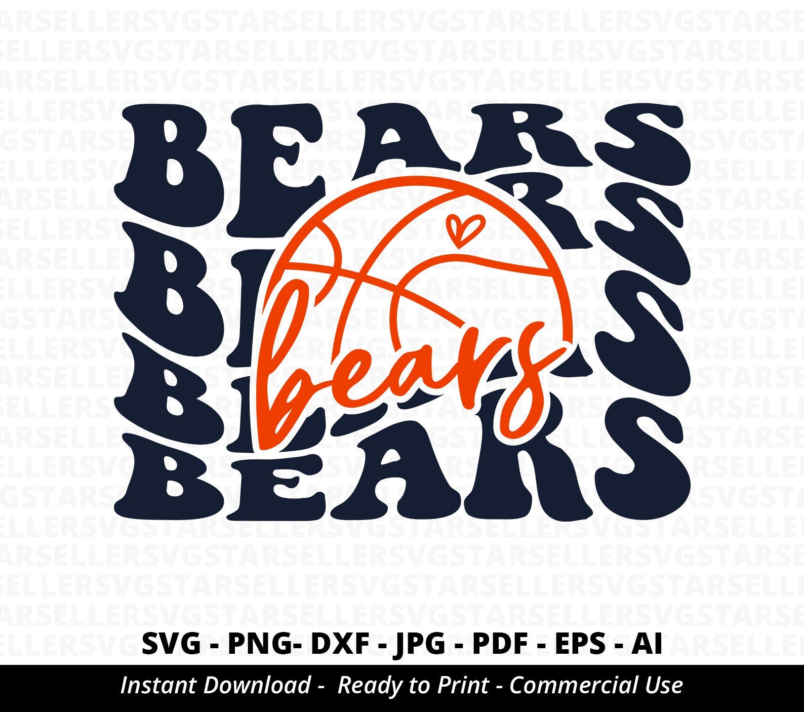 Bears Basketball SVG PNG, Bears Svg,stacked Bears Svg,bears Mascot Svg