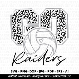 Go Raiders Volleyball svg,Leopard Raiders svg,Volleyball Mom svg,Raiders svg,Raiders Mascot,School Spirit Shirts svg,Raiders Cheer,Cricut