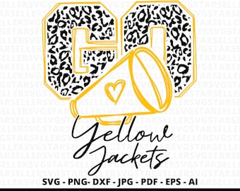 May include: A digital design featuring a black and white leopard print graphic of the number "60" with a yellow megaphone and heart. The text "Yellow Jackets" is written in a yellow and black script font.