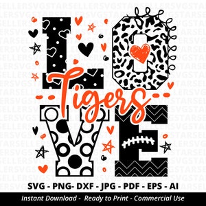 Love Tigers SVG,Tigers svg,Tigers Mascot svg,Cheerleader svg,Tigers Cheer svg,Team Spirit svg,Tigers Heart,Tigers Shirt svg,Cricut svg
