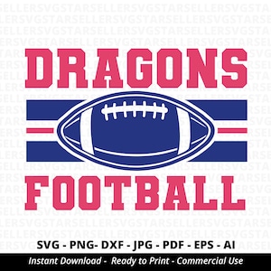Dragons Football SVG PNG ,Dragons svg,Dragons Shirt svg,Dragons Mascot svg,Dragons Pride,Dragons Cheer svg,Dragons png,Sport svg,Silhouette