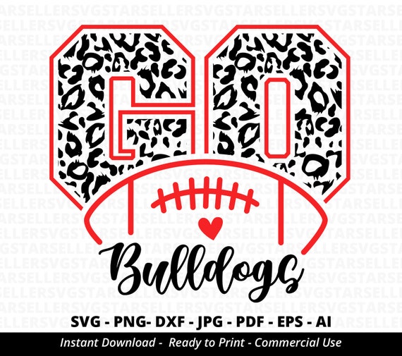 Leopard Bulldogs Football SVG, Mascot Cut File (Digital Download)