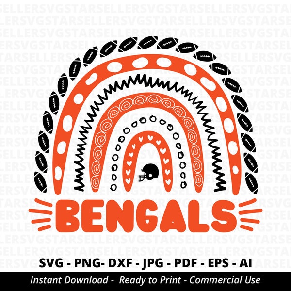 Bengals Rainbow SVG,Bengals Football svg,Bengals Mascot svg,Bengals Cheer svg,Bengals School Team svg,Bengals Shirt svg,Cricut,Silhouette