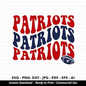 Patriots SVG PNG, Stacked Patriots svg,Patriots Shirt svg,Patriots Cheer svg,Patriots Vibes svg,Patriots Mascot,Patriots Football svg,Cricut