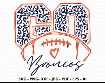 Broncos Leopard Mascot SVG, Football Game Day Shirt (Digital Download)