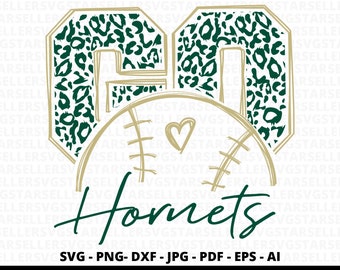 Leopard Hornets Baseball SVG, School Team Mascot (Digital Download)