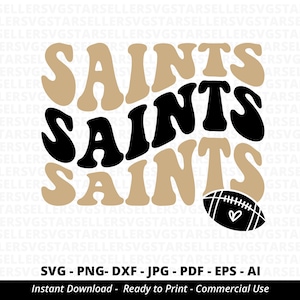 Saints SVG PNG, Stacked Saints svg,Saints Shirt svg,Saints Cheer svg,Saints Vibes svg,Saints Mascot svg,Saints Football svg,Cricut