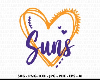 Suns Heart SVG, Heart Designs Mascot svg,Suns svg,Love Suns  svg,Suns Mascot svg,Suns Cheer svg,Suns Mom svg,Game day svg,Cricut,Silhouette