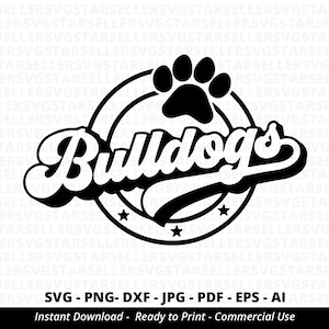 Bulldogs SVG PNG, Bulldogs  Paw svg, Bulldogs Mascot svg, Bulldogs Cheer svg, Retro Bulldogs svg, Bulldogs Sport svg, Bulldogs Shirt svg