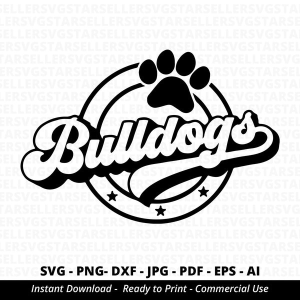 Bulldogs SVG PNG, Bulldogs  Paw svg, Bulldogs Mascot svg, Bulldogs Cheer svg, Retro Bulldogs svg, Bulldogs Sport svg, Bulldogs Shirt svg