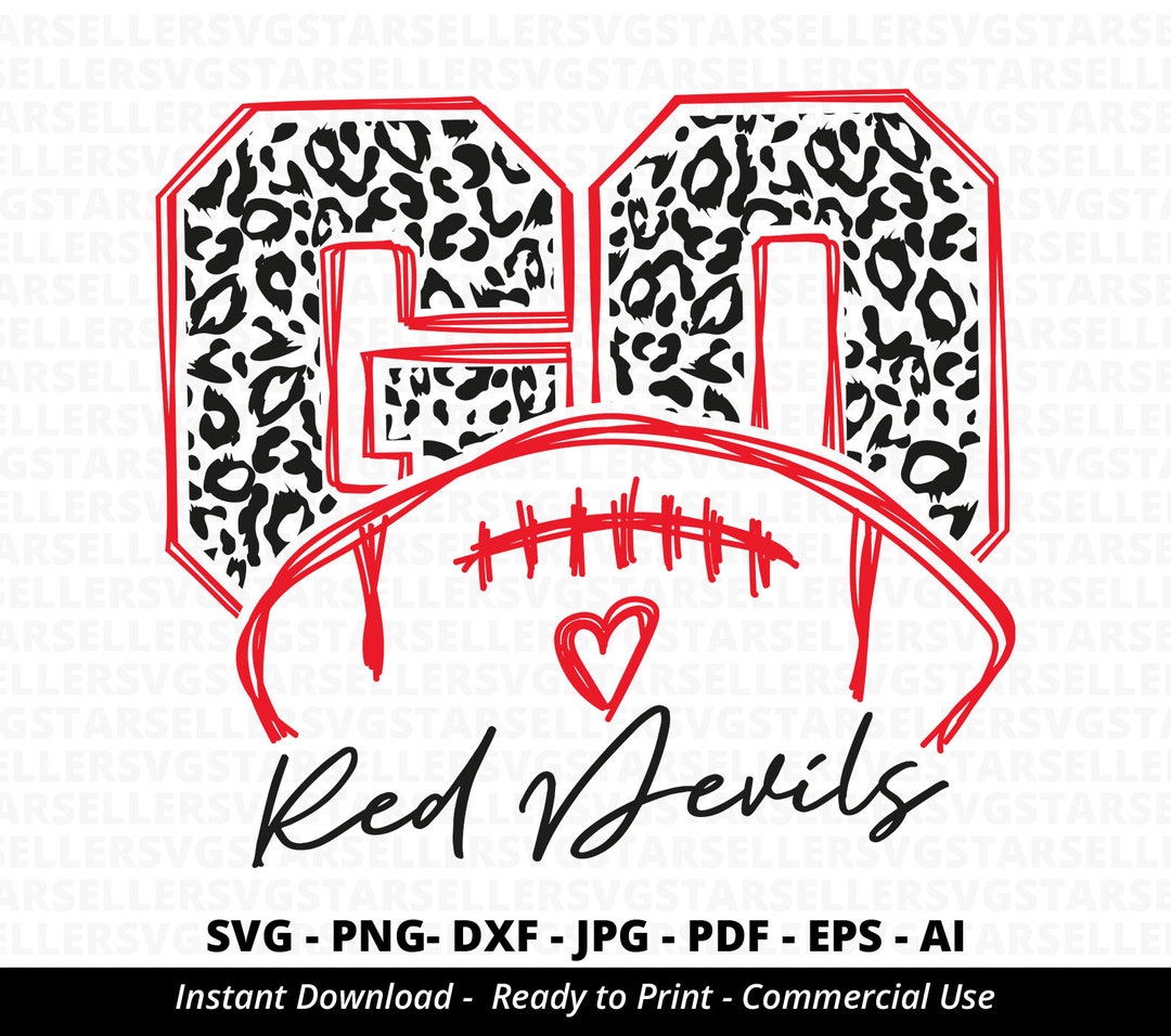 Go Red Devils Football Svg,red Devils Svg,leopard Red Devils Svg,red ...